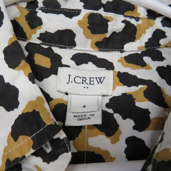J Crew Dress Womens 4 Leopard Belted Long Sleeve Button Front Cotton A5328 - Picture 4 of 13